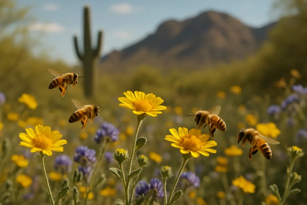How bees help Arizona farms by pollinating desert wildflowers and crops